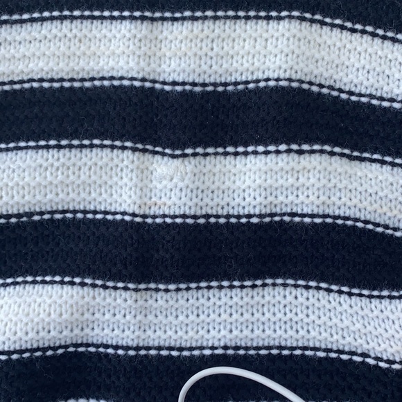 BCBG MaxAzria Black and White Striped Cowl Neck Tunic Sweater - Picture 4 of 5